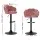 Artiss Nessah Bar Stools, Velvet, Adjustable Height, Pink, 360° Swivel, Elegant Clam Shell Design, Set of 2