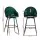Artiss Mesial 2x Velvet Swivel Bar Stools, Green - Elegant Design, 360° Rotation, Metal Legs, Luxurious Comfort