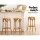 Artiss Apri Bar Stools Set of 3, 65cm Rattan Kitchen Dining Chairs with Footrests, Pine