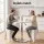 Artiss 3PCS Bar Table and Stools Set Height Adjustable Swivel Top Stackable Stools White Dining Solution