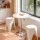 Artiss 3PCS Bar Table and Stools Set Height Adjustable Swivel Top Stackable Stools White Dining Solution