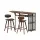 Artiss 3PCS Bar Table and 2 Stools Set Walnut Industrial MDF Top Steel Frame Wine Rack 140cm x 40cm x 92cm