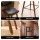 Artiss 3PCS Bar Table and 2 Stools Set Walnut Industrial MDF Top Steel Frame Wine Rack 140cm x 40cm x 92cm
