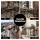 Artiss 3PCS Bar Table and 2 Stools Set Walnut Industrial MDF Top Steel Frame Wine Rack 140cm x 40cm x 92cm