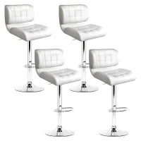 Artiss 4x Bar Stools - White Leather, Chrome Gas Lift, 360° Swivel, Adjustable Height 87-109cm, Modern Design