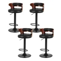 Artiss Bar Stools, Faux Leather, Black, Adjustable 61-81cm, Set of 4 - Contemporary Style for Any Space