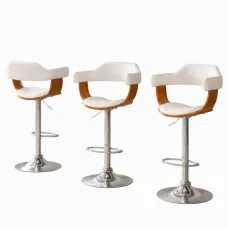 Artiss Set of 3 Swivel Bar Stools 90–110cm PU Leather Black Seat