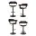 Artiss 4x Bar Stools Gas Lift PU Leather with Armrest, 62-82cm Adjustable Height, All Black, Steel Base