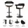Artiss 4x Bar Stools Gas Lift PU Leather with Armrest, 62-82cm Adjustable Height, All Black, Steel Base