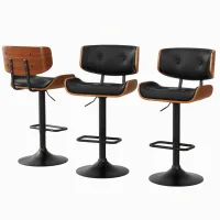 Artiss Set of 3 Black Swivel Bar Stools with Adjustable Height Artiss Set of 3 Black Swivel Bar Stools with Adjustable Height