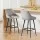 Artiss 2x Bar Stools Linen Upholstered, 60cm Counter Height Chairs with Curved Backrest, Grey & Black, Metal Legs