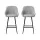 Artiss 2x Bar Stools Linen Upholstered, 60cm Counter Height Chairs with Curved Backrest, Grey & Black, Metal Legs