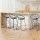Artiss 4x Bar Stools with Faux-Linen Padded Seats, 65cm Height, Powder-Coated Steel Frame, Black, Anti-Slip Protectors