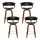 Artiss 4x Bar Stools Swivel PU Leather Seat, Walnut Bentwood Frame, Metal Footrest, 65cm Height, Black/Timber