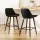 Artiss Set of 2 Bar Stools 68cm Black PU Leather Seat Solid Bentwood Legs Steel Footrest Diamond Backrest