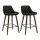 Artiss Set of 2 Bar Stools 68cm Black PU Leather Seat Solid Bentwood Legs Steel Footrest Diamond Backrest