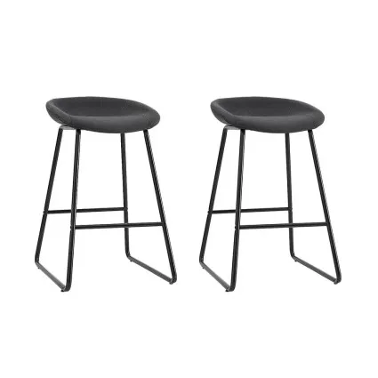 Artiss Ludovic 2x Bar Stools PU Leather Kitchen Dining Chairs, Metal Frame, Footrest, Black, 65cm Seat Height