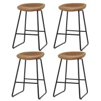 Artiss Ludovic 4x Bar Stools Brown PU Leather 65cm Seat Height Metal Frame with Footrest for Kitchen Dining