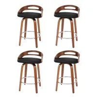 Artiss Set of 4 Black Bar Stools 66cm Seat Height Swivel PU Leather Padded Counter Dining Chairs