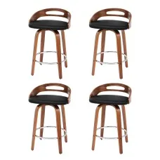 Artiss Set of 4 Black Bar Stools 66cm Seat Height Swivel PU Leather Padded Counter Dining Chairs