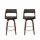 Artiss 2x 65cm Swivel Bar Stools - Walnut Wood, PU Leather, Chrome Footrest, Anti-Slip Feet, Stylish Modern Design