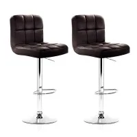 Artiss 2x Bar Stools - Chocolate PU Leather, Adjustable Gas Lift, 360° Swivel, Chrome Finish, 68-81cm Seat Height