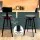 Artiss 3 Piece Bar Stool Set with 360° Swivel, Adjustable 63.5–79.5cm Seat Height, Backrests, Black and Wood