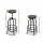 Artiss 3 Piece Adjustable Swivel Bar Stool Set 70-90cm Backless Elm Wood Seat Black Industrial