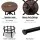 Artiss 3 Piece Adjustable Swivel Bar Stool Set 70-90cm Backless Elm Wood Seat Black Industrial