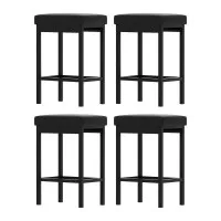 Artiss Set of 4 Metal Bar Stools with PU Leather Padded Seat, 66cm Height, Black, Reinforced Steel Frame