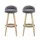 Artiss 2x Bar Stools - Grey Padded Faux-Linen Seat, Wooden Frame, 360° Swivel, 79cm Height, Rubber Floor Protectors