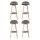 Artiss Dalvey 4x Bar Stools Grey Linen Upholstered, Padded Seat, Wooden Frame, 69cm, Rope Footrest, 360° Swivel