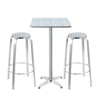 Gardeon 3-Piece Outdoor Bar Set - Adjustable Aluminium Bistro Table & Stools, Rust, UV-Resistant, Indoor/Outdoor Use