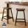 Artiss Bar Stools Set of 2 Wooden Industrial Counter Stools with Saddle Seats Rustic Brown Anti-Slip Protectors