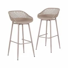 Gardeon Outdoor Bar Stools Set of 2 Coffee Polypropylene Seats Adjustable Feet