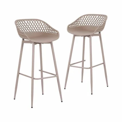 Gardeon Outdoor Bar Stools Set of 2 Coffee Polypropylene Seats Adjustable Feet