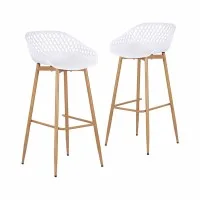 Gardeon Outdoor Bar Stools Set of 2 White Polypropylene Metal Patio Dining Chairs