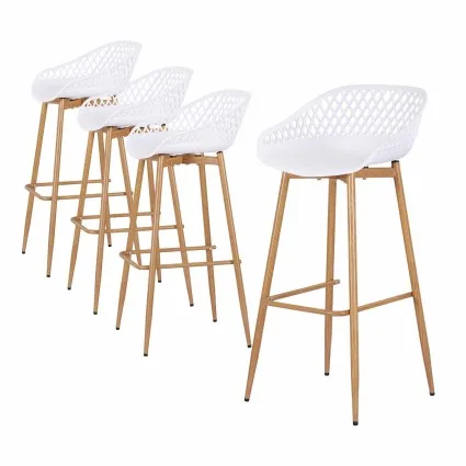 Gardeon 4-Piece Outdoor Bar Stools Polypropylene Lattice Backrest Footrest White