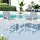 Gardeon 3PC Outdoor Bar Set White Grey Powder Coated Steel Textilene Seats Foldable MDF Table 3PC Bistro