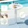 Gardeon 3PC Outdoor Bar Set White Grey Powder Coated Steel Textilene Seats Foldable MDF Table 3PC Bistro