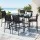 Gardeon 7-Piece Outdoor Bar Set with Steel Table, 6 High-Back Stools and Tempered Glass Black