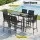 Gardeon 7-Piece Outdoor Bar Set with Steel Table, 6 High-Back Stools and Tempered Glass Black