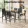Gardeon 7-Piece Outdoor Bar Set with Steel Table, 6 High-Back Stools and Tempered Glass Black