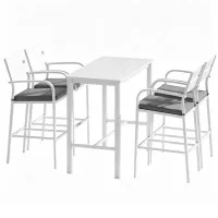 Gardeon 5-Piece Outdoor Aluminium Bar Set with High Back Stools and Bar Table Dark Grey Removable Cushions