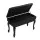 Alpha Adjustable Height Piano Bench Stool with Storage, Solid Oak Frame, PU Leather Seat, 75x34x47cm, Black