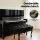 Alpha Adjustable Height Piano Bench Stool with Storage, Solid Oak Frame, PU Leather Seat, 75x34x47cm, Black