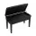 Alpha Adjustable Piano Bench Stool - Solid Oak, PU Leather, Storage, Anti-Slip Legs, 75x34x47cm, Black Finish