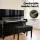 Alpha Adjustable Piano Bench Stool - Solid Oak, PU Leather, Storage, Anti-Slip Legs, 75x34x47cm, Black Finish