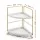 Artiss Bathroom Corner Shelf 2-Tier Counter-top Organiser with Detachable Easy-Clean PP Trays White Gold