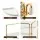 Artiss Bathroom Corner Shelf 2-Tier Counter-top Organiser with Detachable Easy-Clean PP Trays White Gold